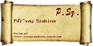 Pávay Szabina névjegykártya